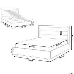 Leen Bakker ROUEN - Bed met opbergruimte - Lichtbeige - 160 x 200 cm - Polyester Best