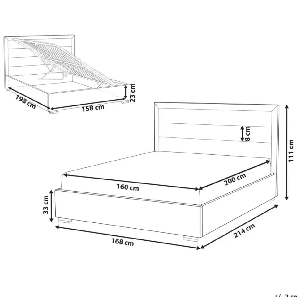 Leen Bakker ROUEN - Bed met opbergruimte - Lichtbeige - 160 x 200 cm - Polyester Best