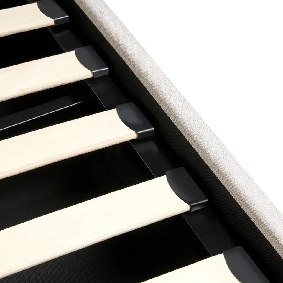 Leen Bakker ROUEN - Bed met opbergruimte - Lichtbeige - 160 x 200 cm - Polyester Best