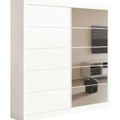 Rousseau Kledingkast Mike - 183 x 53 x 198 cm - Met spiegel - Wit Sale