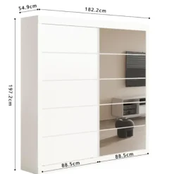Rousseau Kledingkast Mike - 183 x 53 x 198 cm - Met spiegel - Wit Sale