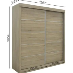 Rousseau Schuifdeurkast Mike - 182,5 x 52,5 cm x 197,5 cm - Sonoma-afwerking Outlet