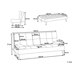 Beliani ROXEN - Slaapbank 3-zits - Donkergrijs - Polyester Discount
