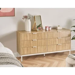 Leen Bakker ROYALLA - Ladekast met 6 lades - Lichtbruin - MDF Outlet