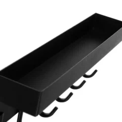 Merkloos Ruhhy Kapstok - zwart - 8 x 24 cm - ijzer - 6 haken - met plank Clearance