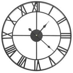 Merkloos Ruhhy Wandklok/muur klok Vintage - metaal - zwart - D47 cm - 3D New