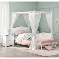 Leen Bakker Rustic hemelbed meisjesbed meisjeskamer 200 x 100 cm