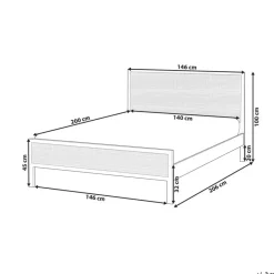 Beliani SALERNAS - Tweepersoonsbed - Zwart - 140 x 200 cm - Dennenhout Online