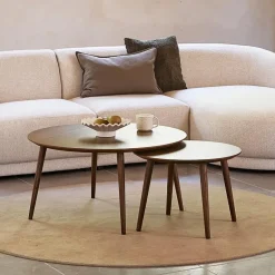 Giga Living Salontafel Adda Rond Smoked Eiken Set van 2 Best