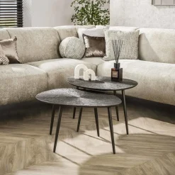 Giga Living Salontafel Brons Metaal - Set Van 2 - 76x61x43cm - Ray Sale