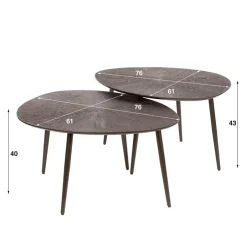 Giga Living Salontafel Brons Metaal - Set Van 2 - 76x61x43cm - Ray Sale