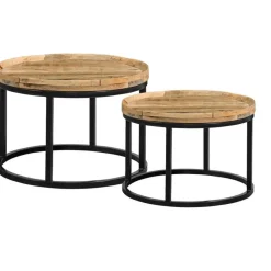 Leen Bakker Salontafel Ilja - naturel/zwart (2 stuks) - 40x70 cm Online