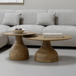 Giga Meubel Salontafel Naturel Mangohout - Ø60x42cm - Joji Sale