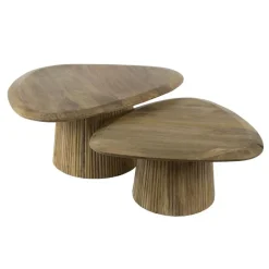 Giga Living Salontafel Naturel Mangohout - Set van 2 - 93x72x43cm - Wave Clearance