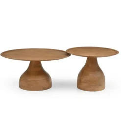 Giga Meubel Salontafel Naturel Mangohout - Ø80x39cm - Joji