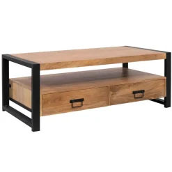 StarFurn Salontafel Naturel Mangohout - 120x60x45cm - 4 Lades - Boaz Discount