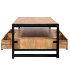 StarFurn Salontafel Naturel Mangohout - 120x60x45cm - 4 Lades - Boaz Discount