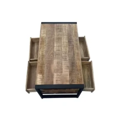 StarFurn Salontafel Naturel Mangohout - 120x60x45cm - 4 Lades - Boaz Discount