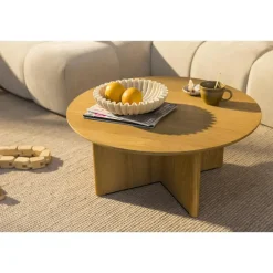 Leen Bakker Salontafel Nicola - naturel - 35x80x80 cm Outlet