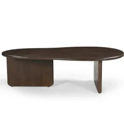 Giga Meubel Salontafel Organisch 130cm - Donkerbruin Mangohout - Sira Outlet