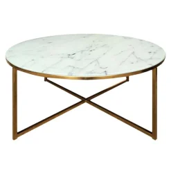 Scandes Salontafel Ostana - wit/brons - Ø80x45 cm New