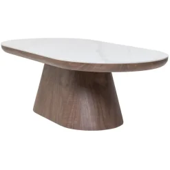 Giga Meubel Salontafel Ovaal - Walnoot Hout/Keramisch - 120x60x38cm - Alba Online