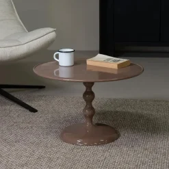 Giga Meubel Salontafel Rond - Taupe Glans - 59x59x38,5cm - Carien Hot