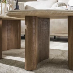 Giga Living Salontafel Set van 2 - Organisch Travertin - Beige/Hout - Organic Discount