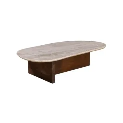 Giga Meubel Salontafel Travertin - Beige/Bruin - Organische Vorm - Tafel Olaf Clearance