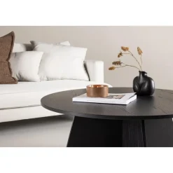 Fjôrd Salontafel Zwart Ø100cm - Fineer - Scandinavisch - Tafel Bootcut Outlet