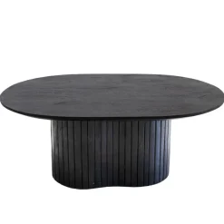 Giga Meubel Salontafel Zwart Mangohout - Ovaal - 90x60x35cm - Ava Hot