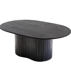 Giga Meubel Salontafel Zwart Mangohout - Ovaal - 90x60x35cm - Ava Hot