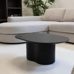 Giga Meubel Salontafel Zwart Mangohout - Ovaal - 90x60x35cm - Ava Hot