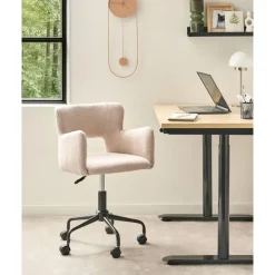 Leen Bakker SANILAC - Bureaustoel - Beige - Bouclé Hot