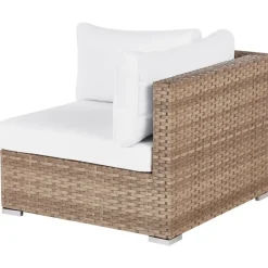 Beliani SANO II - Loungeset - Natuurlijk/Wit - Linkszijdig - Kunstrotan Sale