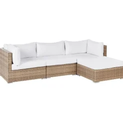 Beliani SANO II - Loungeset - Natuurlijk/Wit - Linkszijdig - Kunstrotan Sale