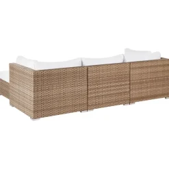 Beliani SANO II - Loungeset - Natuurlijk/Wit - Linkszijdig - Kunstrotan Sale