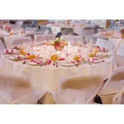 Santex Feest tafelkleed/tafellaken rond - grijs - 240 cm - stof New