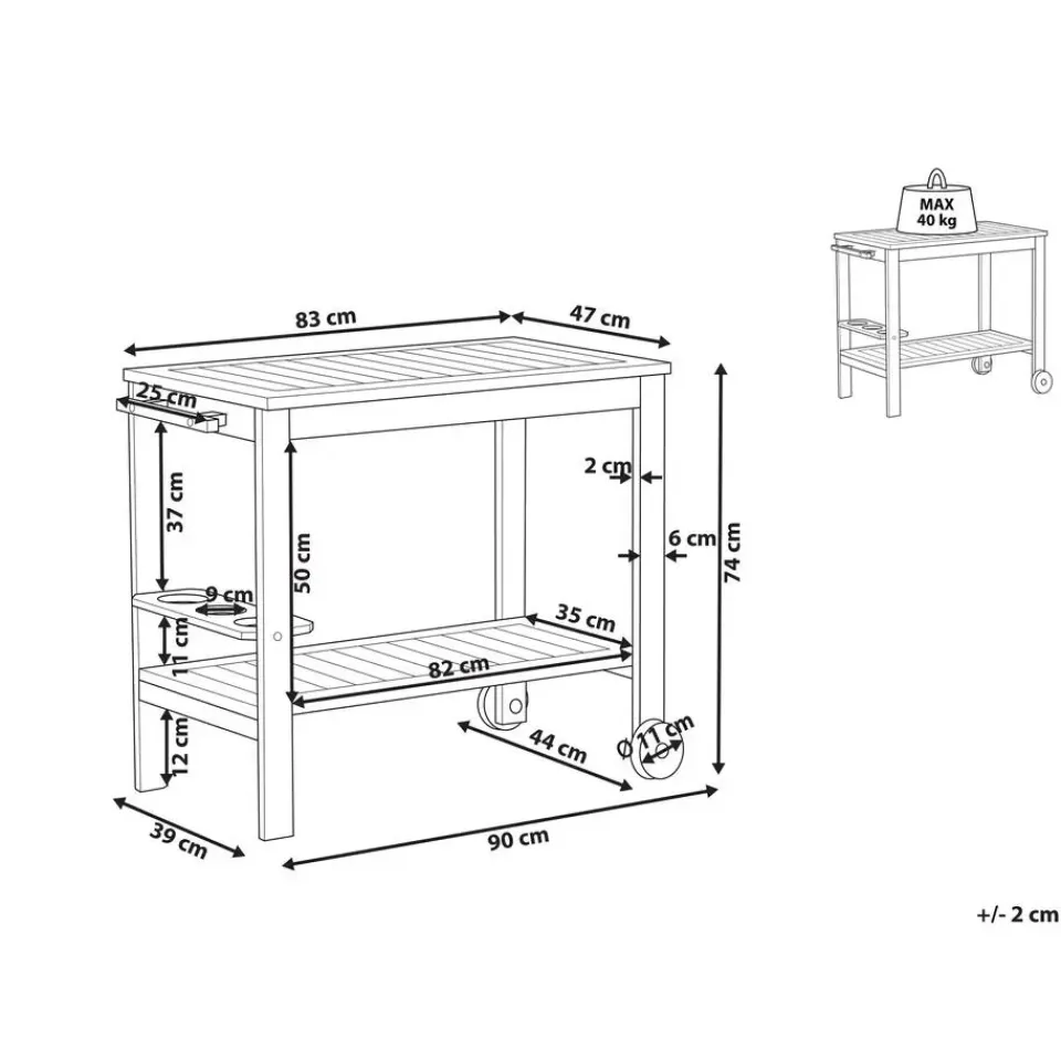 Beliani SASSARI II - Trolley - Lichte houtkleur - Acaciahout
