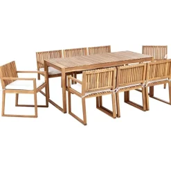 Beliani SASSARI II - Tuinset voor 8 - Lichthout/Wit - FSC acaciahout New