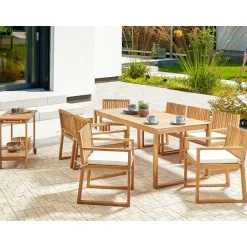 Beliani SASSARI II - Tuinset voor 8 - Lichthout/Wit - FSC acaciahout New