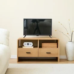 Nordlys Scandinavische TV-meubel van massief hout met 2 laden Online