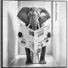 Reinders Schilderij Elephant Toilet - 50 x 50cm - Zwart-Wit Discount