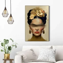 Reinders Schilderij Frida in oker - 90 x 60cm - Goudkleurig Best