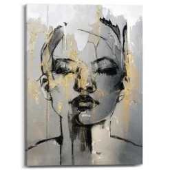 Reinders Schilderij Gezicht - 70 x 50cm - Goudkleurig Discount