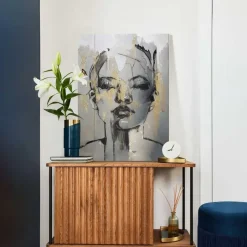 Reinders Schilderij Gezicht - 70 x 50cm - Goudkleurig Discount