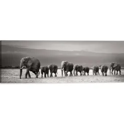 Reinders Schilderij Kudde Olifanten - 40 x 118cm - Zwart-Wit Outlet