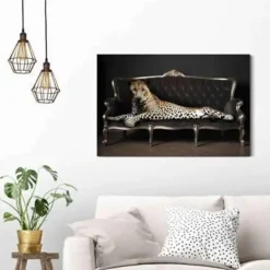 Reinders Schilderij Luipaard Chique - 60 x 90cm - Zwart