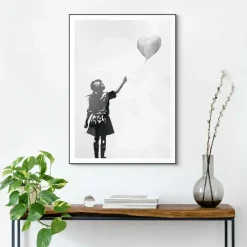 Reinders Schilderij Meisje met de ballon - 70 x 50cm - Zwart-Wit Clearance