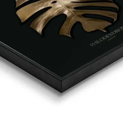Reinders Schilderij Monstera Blad - 50 x 50cm - Goudkleurig Clearance